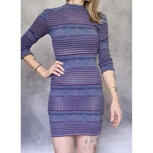 Free People Crochet Bodycon Dress Womens S/M Purple Open Knit Stretch Short